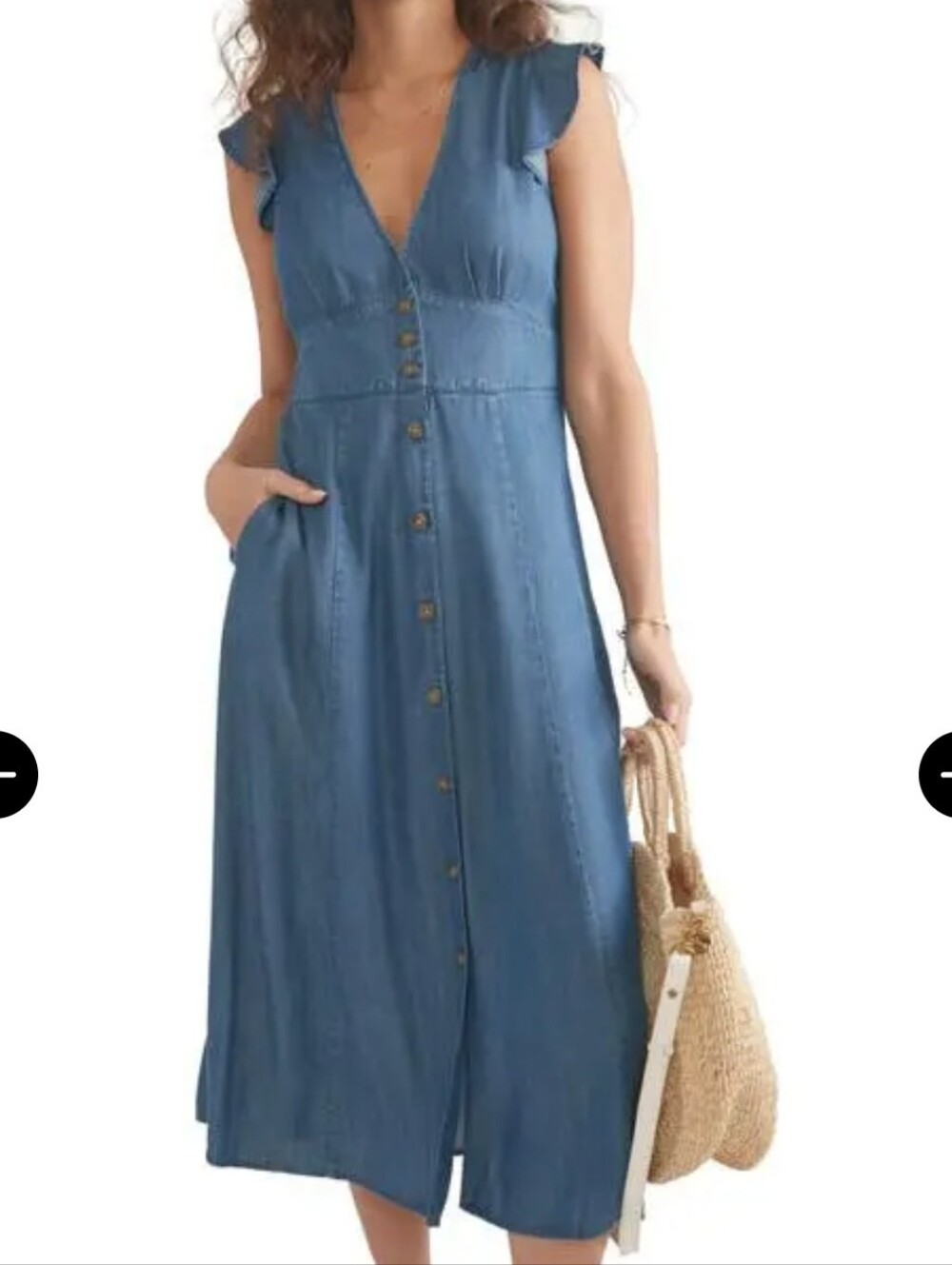 Marine Layer Camila Ruffle Sleeve Midi Dress Size Xl